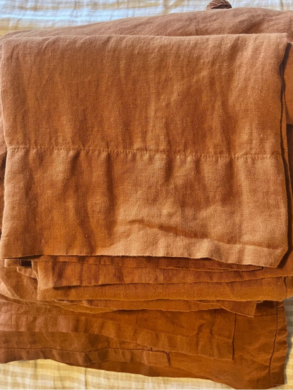 NWOT QUINCE European Linen Sheet Set King Terracotta 4 Piece - Picture 4 of 5